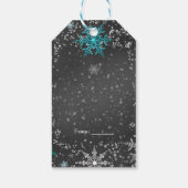 ウィンターワンダーランドチョークティール(緑がかった色)&パープルカスタムパーティー ギフトタグ (裏面)