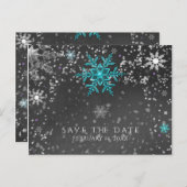 ウィンターワンダーランドチョークティール(緑がかった色)&パープル救デート 案内ポストカード (正面/裏面)