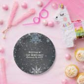 ウィンターワンダーランドチョークブルーグレーカスタムパーティー ペーパープレート (パーティー)