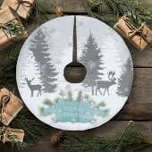 ウィンターワンダーランドツリースカート – ティール(緑がかった色) ブラッシュドポリエステルツリースカート