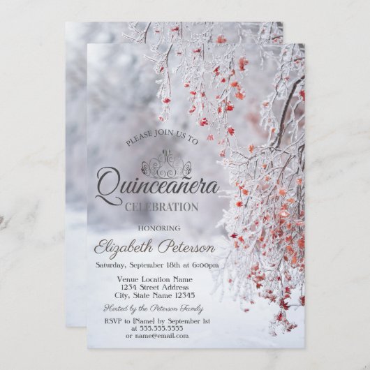 ウィンターワンダーランドティアラ，キンセアニラ 招待状 (正面/裏面)