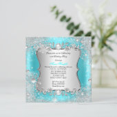 ウィンターワンダーランドティール(緑がかった色)シルバースノーフレーク誕生日2 招待状 (スタンド正面)