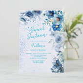 ウィンターワンダーランドティール（緑がかった色）ブルーフローラSweet sixteen 招待状 (スタンド正面)