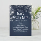 ウィンターワンダーランドテーマブルースウィート16誕生日 招待状 (スタンド正面)