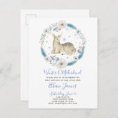 ウィンターワンダーランドディアフローラベビーの誕生日 インビテーションポストカード (正面/裏面)