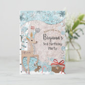 ウィンターワンダーランドディアホリディースノー誕生日パーティー 招待状 (スタンド正面)