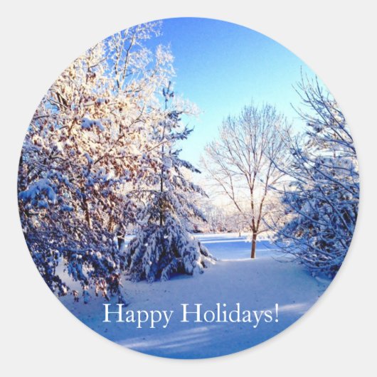 ウィンターワンダーランドハッピーホリデースタンプ ラウンドシール (正面)