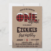 ウィンターワンダーランドバッファロープレイド誕生日パーティー 招待状 (正面)