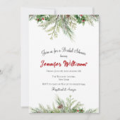 ウィンターワンダーランドパインツリーリースブライダルシャワー 招待状 (正面)