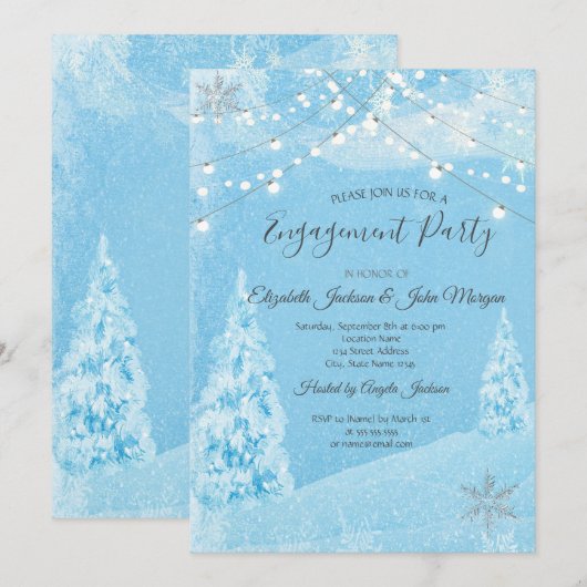 ウィンターワンダーランドパインツリー婚約 招待状 (正面/裏面)