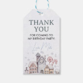 ウィンターワンダーランドパーティーサンキューメッセージカード ギフトタグ (正面)