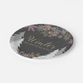 ウィンターワンダーランドパーティープレートとピンクのスノーフレーク ペーパープレート (アングル)