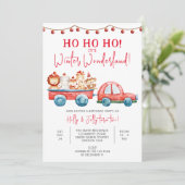 ウィンターワンダーランドパーティー、クリスマスツイン誕生日、ツイン 招待状 (スタンド正面)