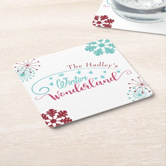 ウィンターワンダーランドパーティー スクエアペーパーコースター (アングル)