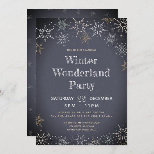 ウィンターワンダーランドパーティー 招待状 (正面/裏面)