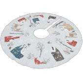 ウィンターワンダーランドビレッジ – 鹿とキツネ ブラッシュドポリエステルツリースカート (アングル)