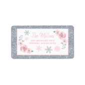 ウィンターワンダーランドピンクとシルバーの誕生日アドレス ラベル (正面)