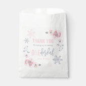 ウィンターワンダーランドピンクとシルバーの誕生日パーティー フェイバーバッグ (正面)