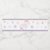 ウィンターワンダーランドピンクとシルバーの誕生日パーティー ペットボトルラベル (シングルラベル)