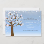 ウィンターワンダーランドピンクの誕生日パーティーの招待状 招待状 (裏面)