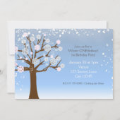 ウィンターワンダーランドピンクの誕生日パーティーへの招待 招待状 (裏面)