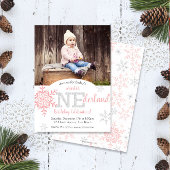 ウィンターワンダーランドピンクシルバーグリッター1st Birthday 招待状