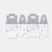 ウィンターワンダーランドピンクシルバースノーフレークパーティー フェイバーボックス (折り畳みなし)