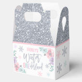 ウィンターワンダーランドピンクシルバースノーフレークパーティー フェイバーボックス (オープン)