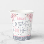 ウィンターワンダーランドピンクシルバースノーフレークパーティー 紙コップ (正面)