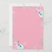 ウィンターワンダーランドピンクシルバーファースト誕生日 招待状 (裏面)