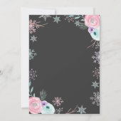 ウィンターワンダーランドピンクシルバーブラックファースト誕生日 招待状 (裏面)