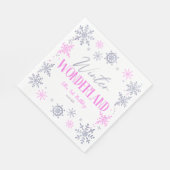 ウィンターワンダーランドピンクスノーフレーク誕生日パーティー スタンダードランチョンナプキン (角)