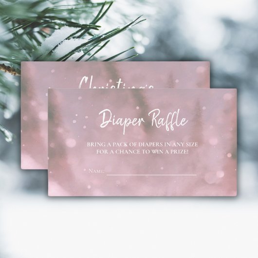 ウィンターワンダーランドピンクベビーおむつラッフルリクエスト エンクロージャーカード