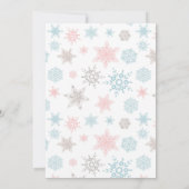 ウィンターワンダーランドピンクローズ金ゴールド1st誕生日 招待状 (裏面)