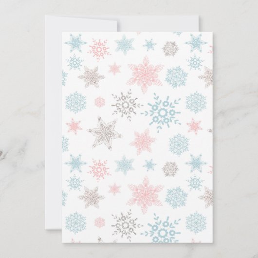 ウィンターワンダーランドピンクローズ金ゴールド1st誕生日 招待状 (裏面)