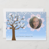 ウィンターワンダーランドピンク誕生日フォト招待状 招待状 (裏面)