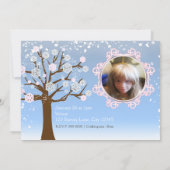 ウィンターワンダーランドピンク誕生日フォト招待状 招待状 (裏面)