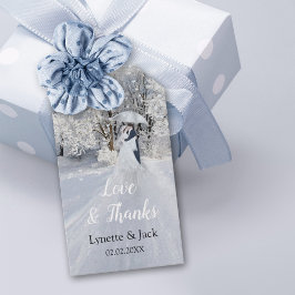 ウィンターワンダーランドファインアートカップルと傘 ギフトタグ