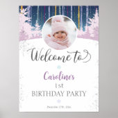 ウィンターワンダーランドファースト誕生日ウェルカムフォト ポスター (正面)