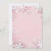 ウィンターワンダーランドファースト誕生日ピンク 招待状 (裏面)