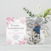 ウィンターワンダーランドファースト誕生日フォト招待状 招待状 (スタンド正面)