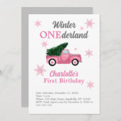 ウィンターワンダーランドファースト誕生日招待状 招待状 (正面/裏面)