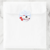 ウィンターワンダーランドファースト誕生日雪だるまミッテンス ラウンドシール (バッグ)