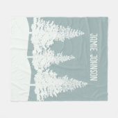 ウィンターワンダーランドフォレストツリーズ名前をカスタムする フリースブランケット (正面(横))