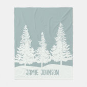 ウィンターワンダーランドフォレストツリーズ名前をカスタムする フリースブランケット (正面)