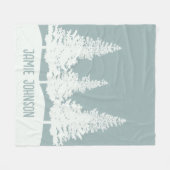 ウィンターワンダーランドフォレストツリーズ名前をカスタムする フリースブランケット (正面(横))