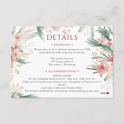 ウィンターワンダーランドフローラ結婚クリスマス詳細 エンクロージャーカード (正面)