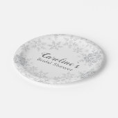 ウィンターワンダーランドブライダルシャワーシルバースノーフレーク ペーパープレート (アングル)