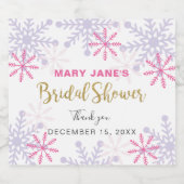 ウィンターワンダーランドブライダルシャワーピンクスノーフレーク スパークリングワインラベル (シングルラベル)