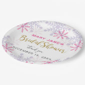 ウィンターワンダーランドブライダルシャワーピンクスノーフレーク ペーパープレート (アングル)